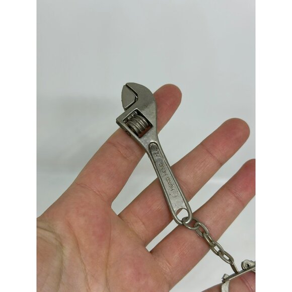 VTG 90s Adjustable Wrench Keychain 4.25" Metal Fob Made in Hong Kong Dad Grandpa - Picture 2 of 5